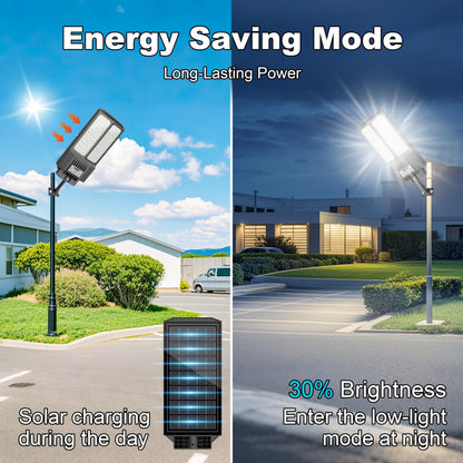 Jadisi 2025 New Solar Street Light, Solar Street Lights Outdoor Waterproof Dusk to Dawn 7000K LED Security Flood Light with Motion Sensor and Remote Control for Pathway, Entryway & Yard