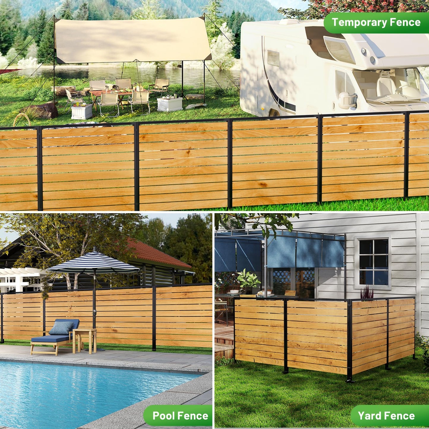2 Panels No Dig Wooden Privacy Fence Screen, 42" H X 40" W Outdoor Air Conditioner Fences, Hide Trash Bins Or Ac Units, Decorative Garden, Patio, Backyard Fence -Temporary Fencing