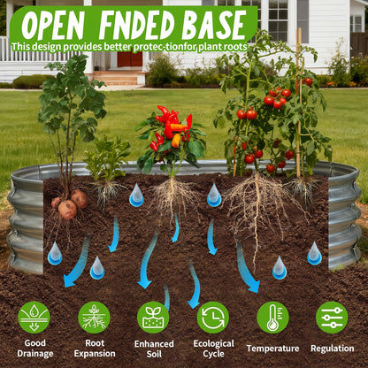 AmazStove Galvanized Raised Garden Bed Kit, 2-Pack 4x2x1 FT & 2-Pack 6x3x1 FT Planter Garden Boxes Outdoor, Oval Large Metal for Vegetables Fruits, Flowers Planter Boxes, Easy Assembly Garden Bed Kit