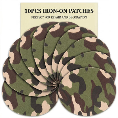 VILLCASE 10pcs Camo Iron On Patches for Clothes, Fabric Camouflage Repair Patches for Holes, Iron-on Knee & Elbow Patch for Jeans, Jackets, Pants (5.7" x 4.3")