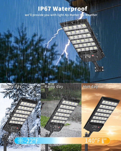 Ofuray Solar Lights Outdoor, High Power Dusk to Dawn Solar Security Light with Remote Control, IP66 Waterproof 6500K LED Lighting with Motion Sensor for Yard,Wall, Backyard & Outside ONL-4Pack