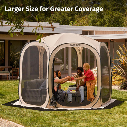 Bundle of East OAK 6×6 FT Pop Up Canopy Tent with MeshInstant Canopy with Portable Carry Bag, Beige + EAST OAK 6x6 FT Waterproof Tarps for Outdoors as Tent Floor Mat