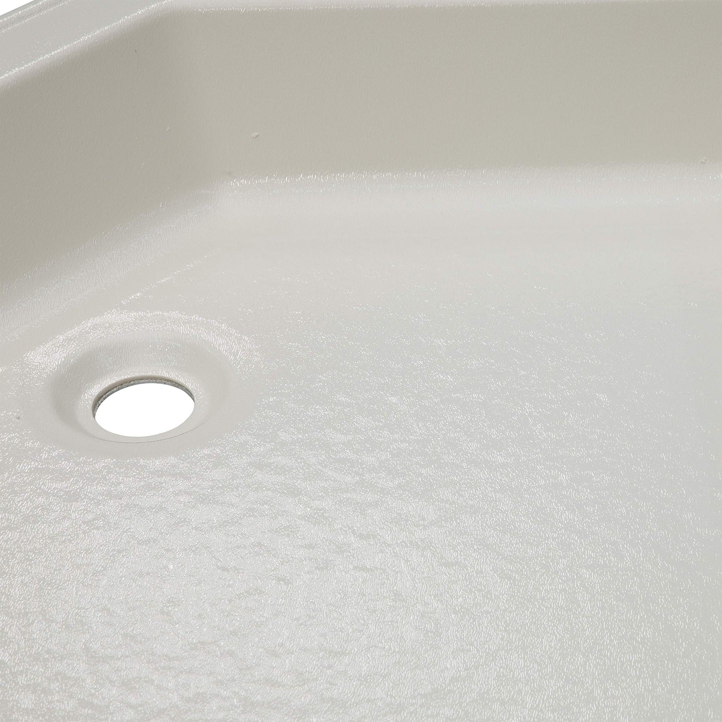 Lippert Replacement 27" x 27" Parchment Corner Shower Pan with Center Drain for RVs, Travel Trailers, 5th Wheels, and Motorhomes - 298087