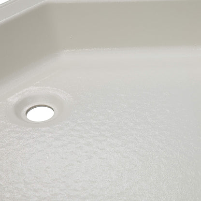 Lippert Replacement 27" x 27" Parchment Corner Shower Pan with Center Drain for RVs, Travel Trailers, 5th Wheels, and Motorhomes - 298087
