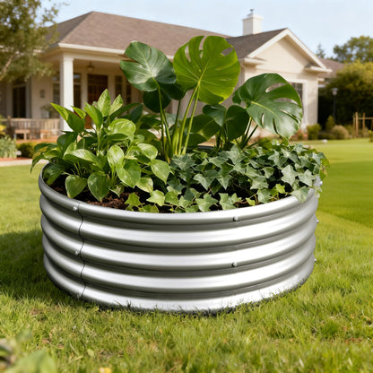 Yortrek 3Pack 3x3x1ft Galvanized Raised Garden Bed, Planter Raised Garden Beds Outdoor, Round Clearance Raised Garden Beds for Gardening Vegetables……