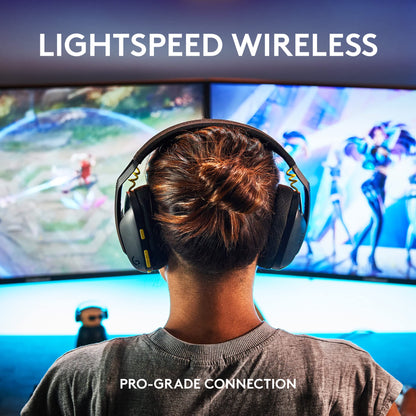 Logitech G435 LIGHTSPEED and Bluetooth Wireless Gaming Headset - Lightweight over-ear headphones, built-in mics, 18h battery, compatible with Dolby Atmos, PC, Mobile - Black