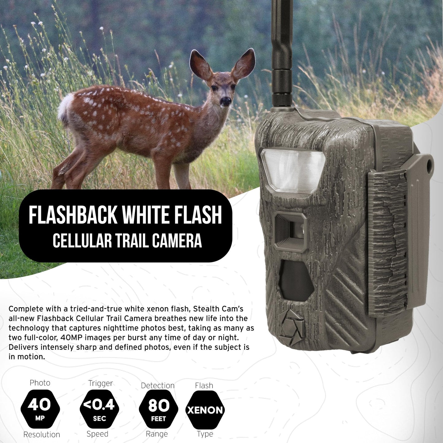Stealth Cam Flashback 40MP White Flash Cellular Trail Camera 2-Pack with Two 32GB Memory Cards and Card Reader (5 Items)
