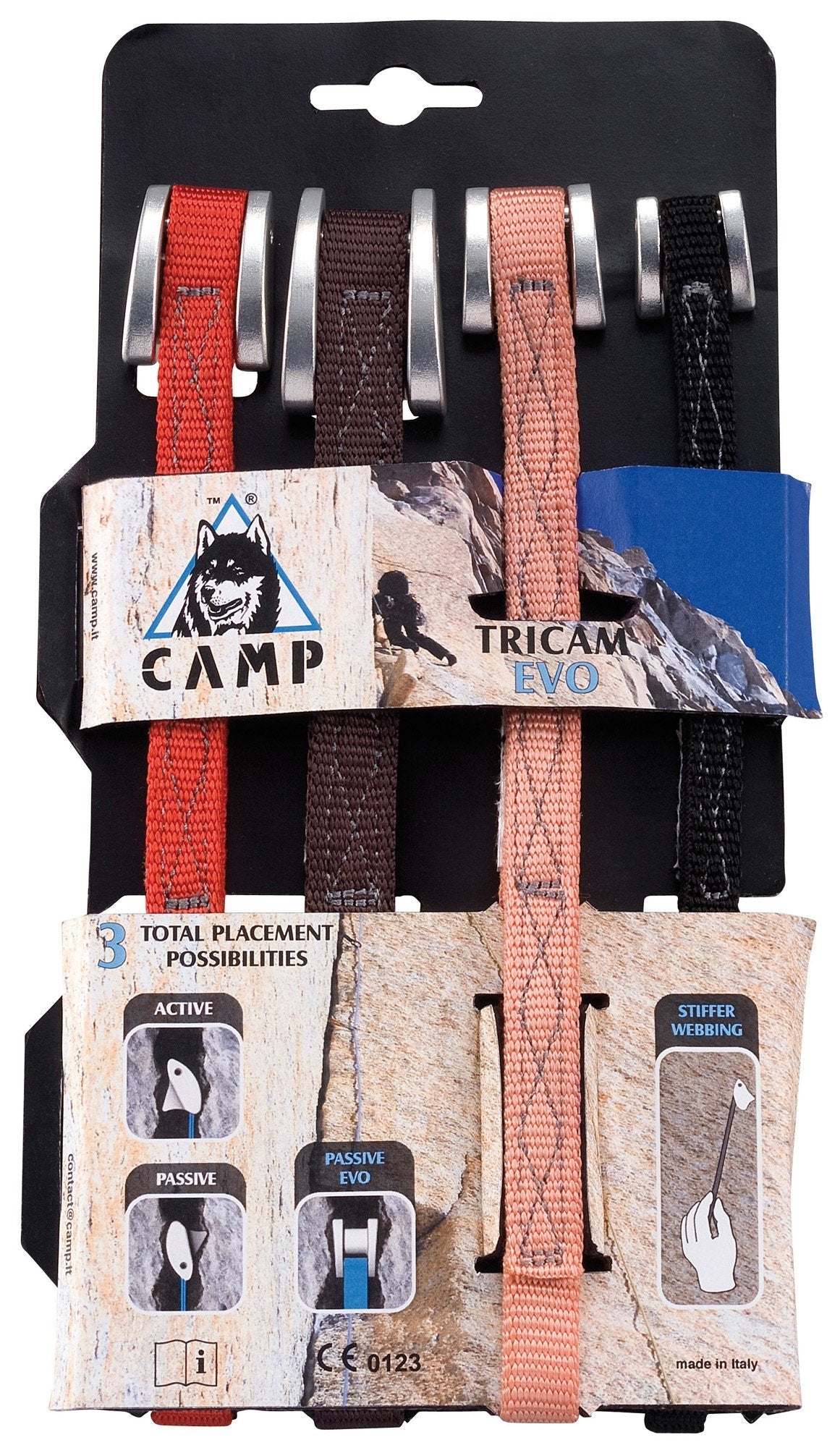 CAMP Unisex's Tricam Evo (Pack of 4) Climbing Cam, Multi-Coloured, One Size