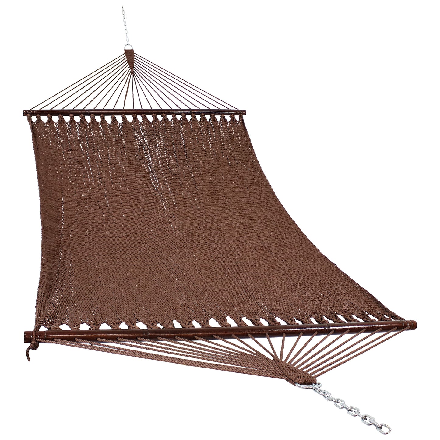 Sunnydaze Soft-Spun Polyester Rope Double Hammock for Outside - 600-Pound Weight Capacity Extra Large Hammock - Mocha