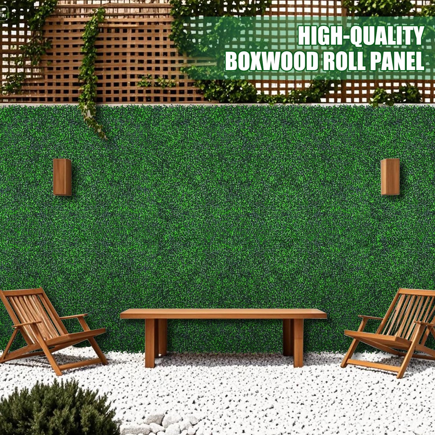 Yangrass Artificial Greenery Wall Roll,40"x 120"(33.33 sq.ft) UV-Anti Faux Boxwood Roll Panels Greenery Backdrop, Vine Leaf Fence Panels for Garden Fence Covering Privacy, Outdoor Indoor Home Decor