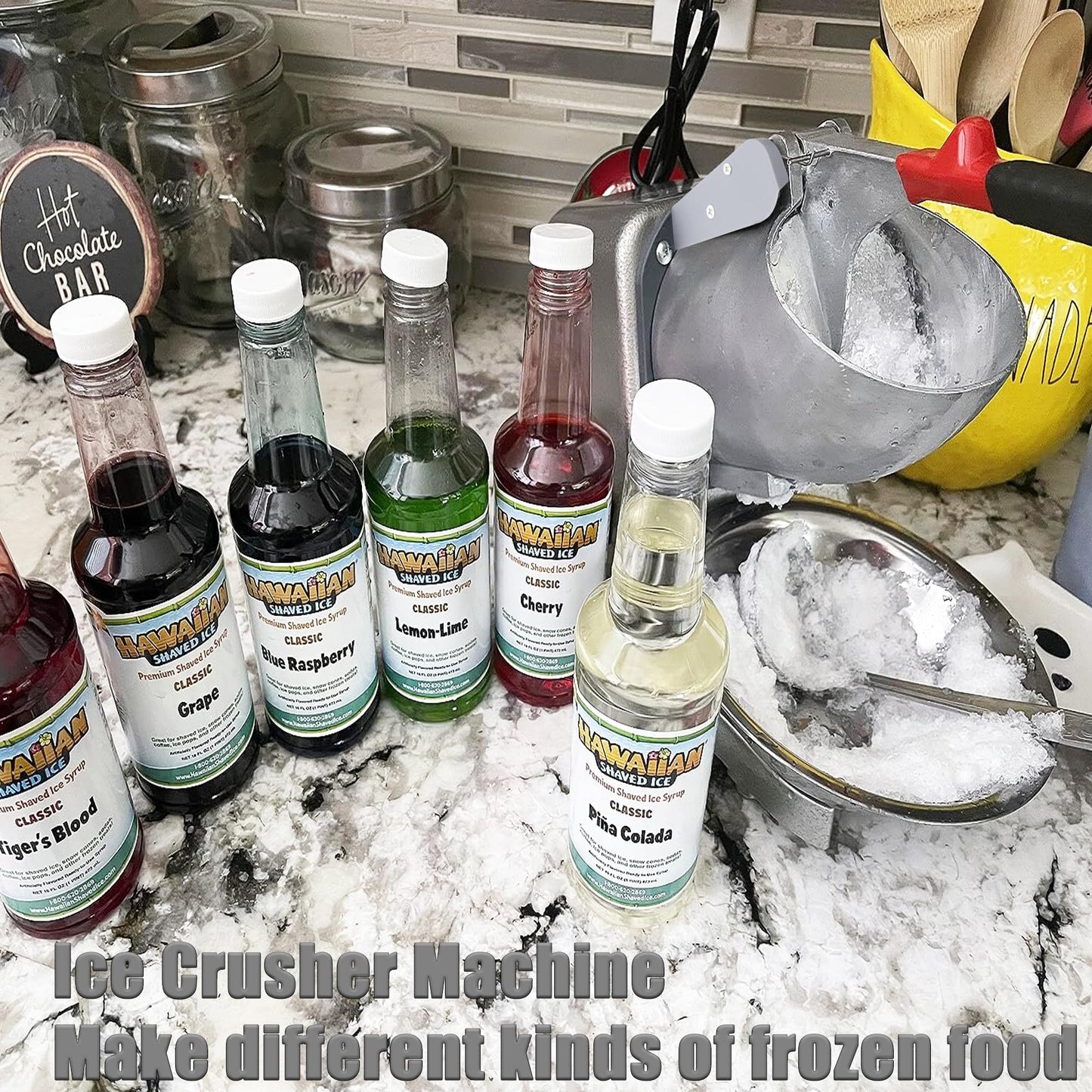 Electric Ice Shaver 4 Blades Ice Crusher Shaver 209lbs/hr Stainless Steel Ice Shaver Machine 300W Ice Crushers for Home Use 2200 RPM Ice Shaving Machine Commercial and Domestic Silver (FYZ-278-2)