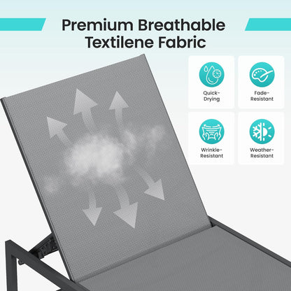 Amopatio 3-Piece Patio Lounge Chair Set - Adjustable Outdoor Chaise with Side Table | Weather-Resistant Gray, 400 LBS Capacity