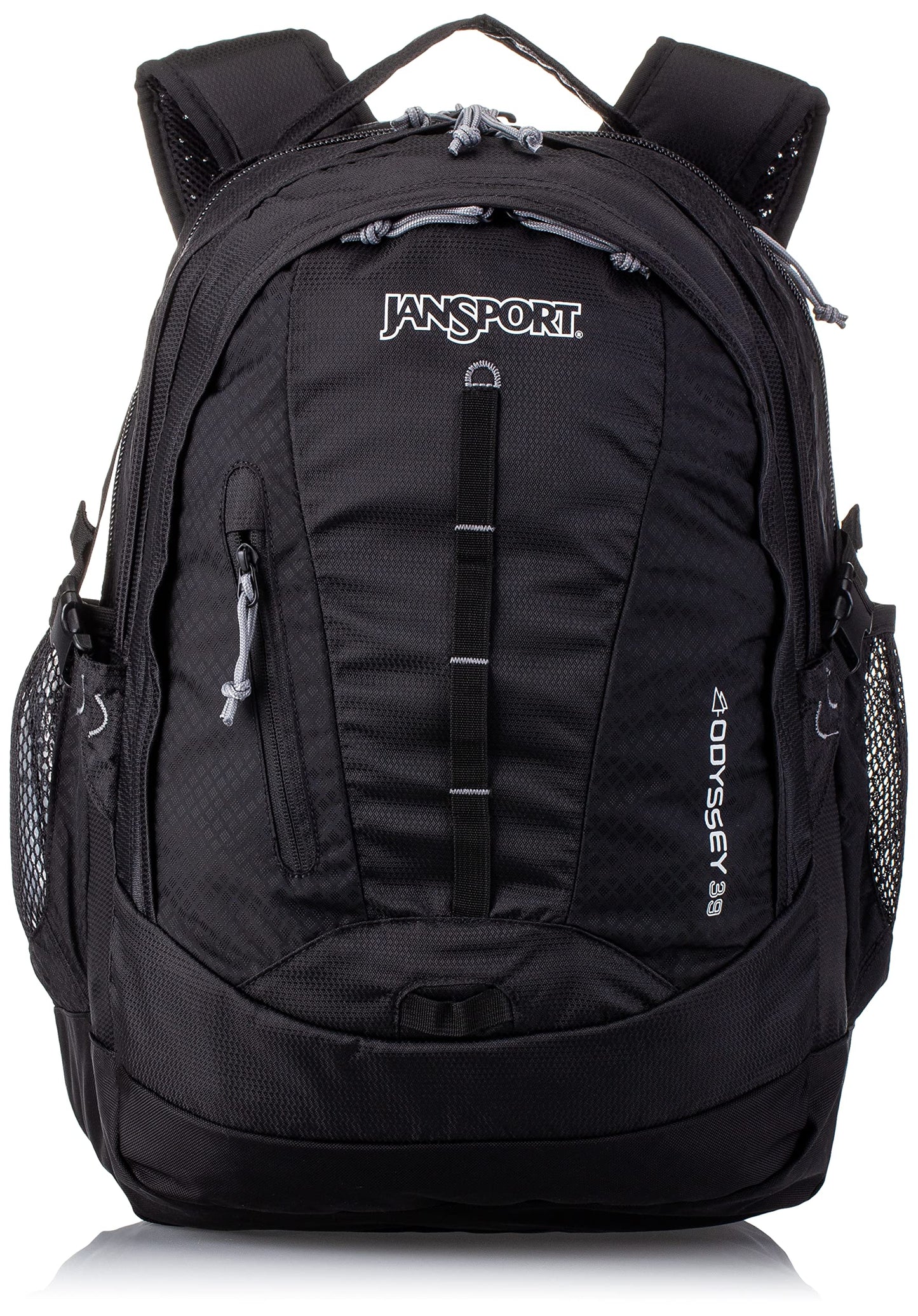 JanSport Odyssey Laptop Backpack for 15” Computer or 3L Hydration System, Black - Large Bag Adults with Tuck-Away Hip Belt, 2 Main Compartments - Premium College Essentials