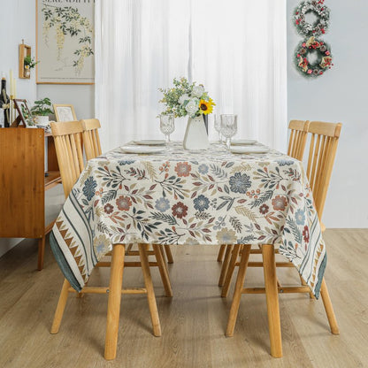 Dimatic Cotton and Linen Rectangular Tablecloth for Kitchen Dining Table, Camping, Holiday Party Decor, Bluebell Pattern, 55 x 118 Inches