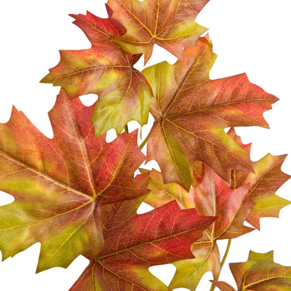 Nearly Natural 5-FT Deluxe Autumn Artificial Maple Tree, Faux Fall Décor for Home, Decorations for Fall, Autumn, Thanksgiving, and Halloween with Black Nursery Pot