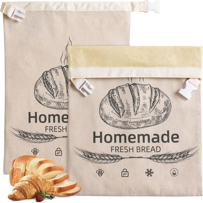 Beeswax Bread Bags by [Brand Name] - Reusable Organic Linen for Sourdough | 17 x 12.6 Inches, Freezer-Friendly