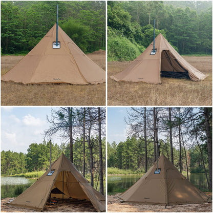 FireHiking Camping Hot Tent 4-8 Person Tipi Tent with Stove Jack for Bushcraft, Cooking and Heating