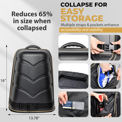 Hard Case Top 1680D Heavy Duty Oxford Fabric Travel Bag for Airlines with Wheels – Includes Custom Cover, Support Rod and TSA Lock. Excellent Protection, Foldable, Lightweight and Durable