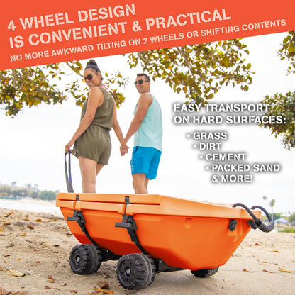 CUDDY Crawler Cooler with Wheels – 40 QT Amphibious Floating Cooler and Dry Storage Vessel - Orange