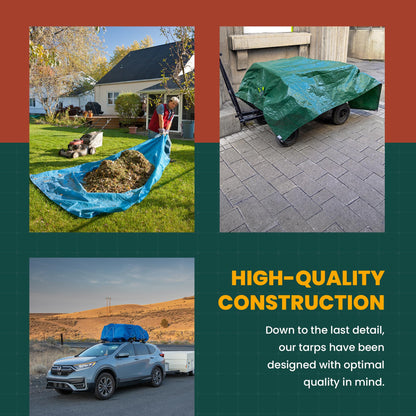 Large Waterproof Tarp - Heavy Duty 10 Mil Thick Poly Tarpaulin Ideal for Canopy Tents, Boats, RV or Pool Covers - Multipurpose Protective Tarps with Grommets for Indoor and Outdoor Use | 25' x 45'