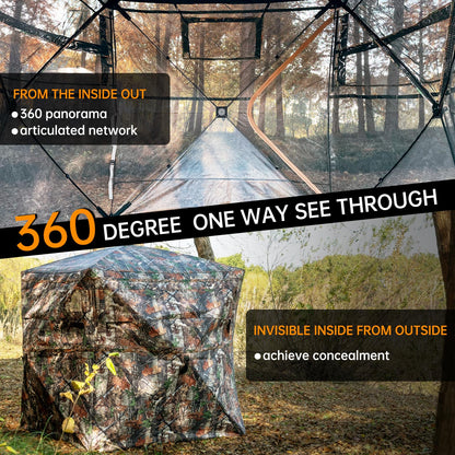 JOMAILIEEL 360 Degree See Through Ground Blinds for Deer and Turkey, Pop Up Deer Blind with Double Doors, Portable Carry Bag and Quiet- Fast Setup