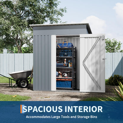 Garvee Outdoor Storage Shed 5x3 FT, Metal Garden Tool Shed with Lockable Doors & Vents, Weather-Resistant Backyard Storage Shed for Tools, Lawn Equipment & Patio