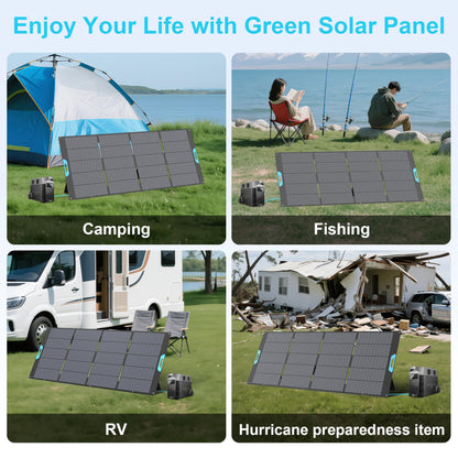 400W Portable Solar Panel, 23% High Efficiency Foldable Solar Charger for Power Station, IP67 Waterproof Fast Setup with Sturdy Kickstands for RV, Camping, Off-Grid Blackouts