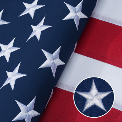 American Flag 10x15 Ft Indestructible Outdoor, Longest Lasting, Heavy Duty, TearProof Polyester, Fade Resistant, High Wind US Outside Flags with Embroidered Stars, Sewn Stripes, Brass Grommets