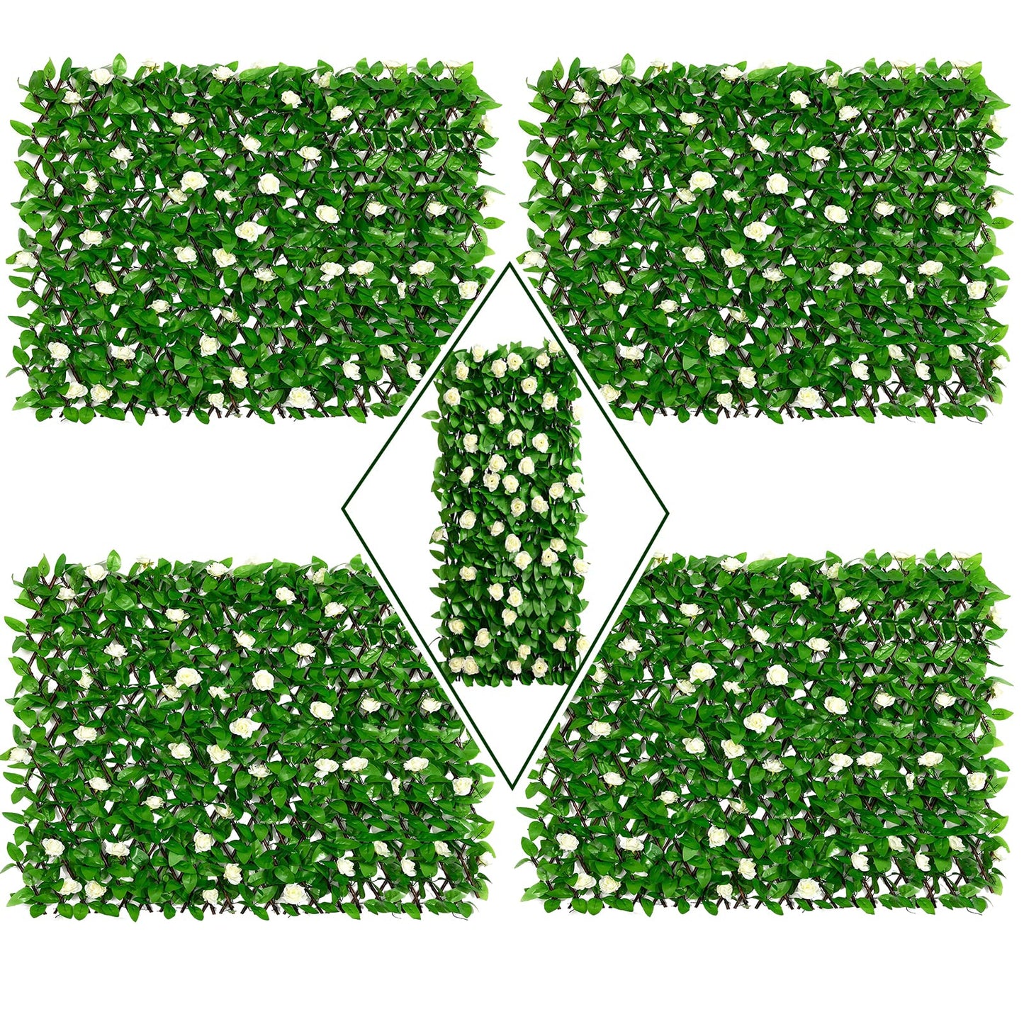 DOEWORKS Expandable Fence Privacy Screen for Balcony Patio Outdoor, 4PCS Faux Ivy Fencing Panel for Backdrop Garden Backyard Home Decorations