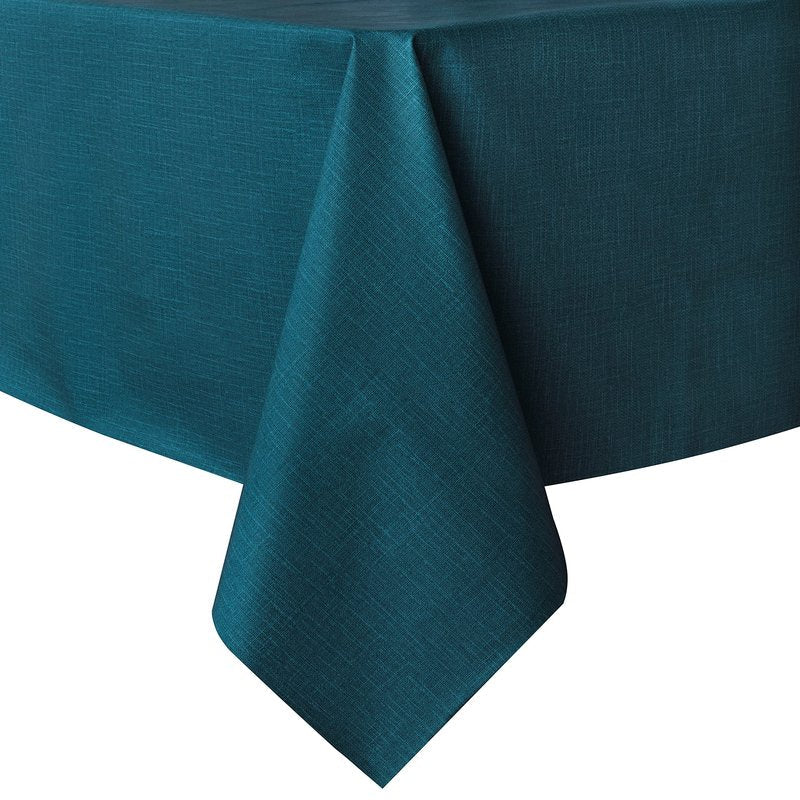 sancua 100% Waterproof Rectangle PVC Tablecloth - 52 x 70 Inch - Oil Proof Spill Proof Vinyl Table Cloth, Wipe Clean Table Cover for Dining Tables, Buffet Parties and Camping, Deep Teal