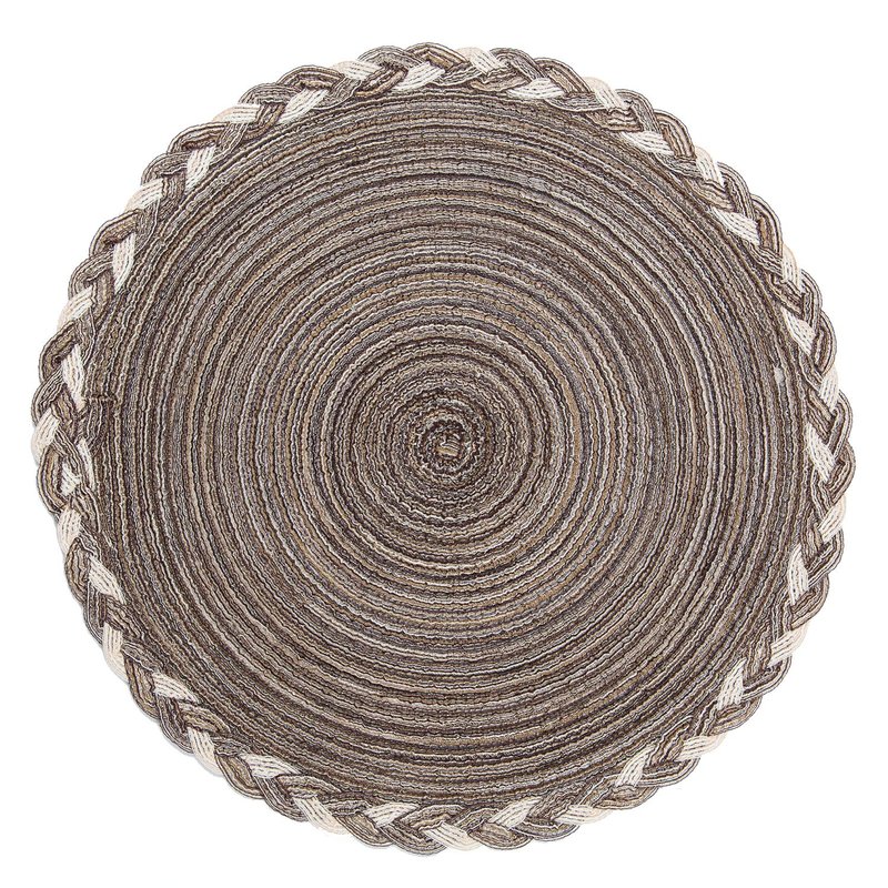 SHACOS Round Placemats Set of 6 Braided Glitter Round Table Placemats 15 inch for Wedding Holiday Party (Multicolor - Light Coffee, 6)