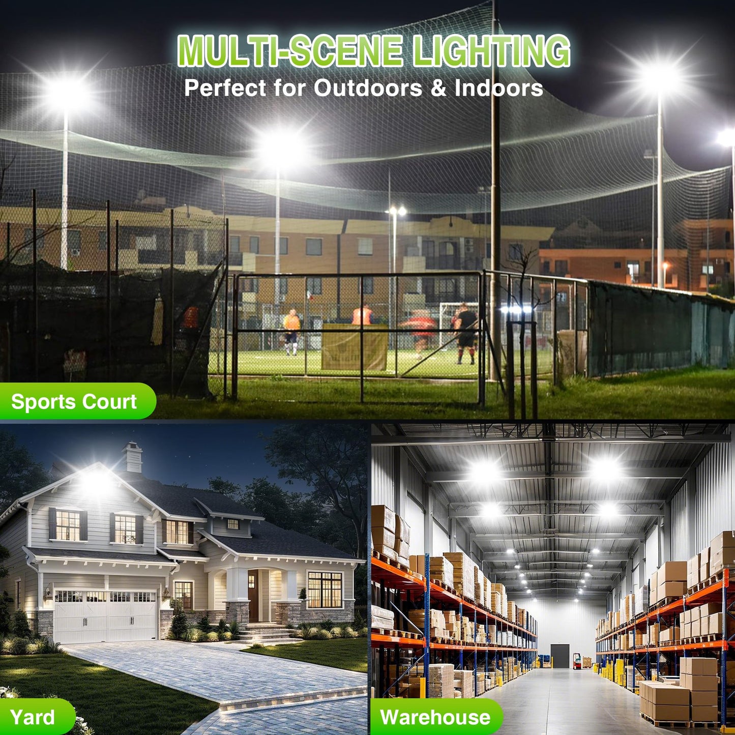 STASUN 2 Pack 300W LED Flood Lights, Mini Series Outdoor Floodlight, 30000LM 6000K Daylight White, IP66 Waterproof, 3 Adjustable Heads, Exterior Flood Lights for Yard, Driveway, Garage, Patio,Barn