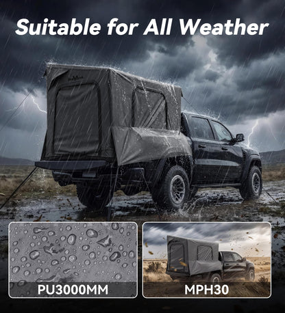 BravArrk Inflatable Truck Bed Tent with Detachable Zippered Awning, Pickup Truck Tent for 5.5ft-8ft Bed, 2 Mins Fast Setup Blow Up Tent for Truck, PU3000 Waterproof Truck Tent for Camping
