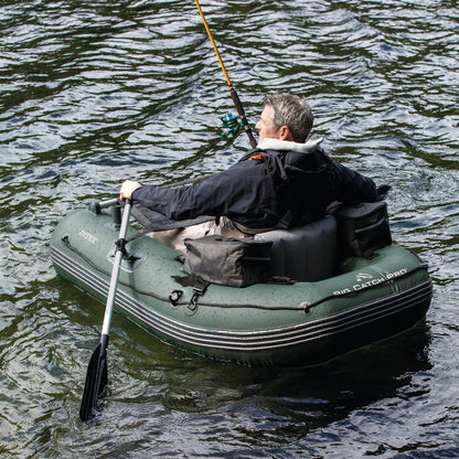 INTEX Big Catch Pro Inflatable Fishing Float Tube: Includes Deluxe 54in Boat Oars and High-Output Pump - Detachable Fishing Rod Holders - Mesh Fish Ruler - Heavy-Duty Backpack - 308lb Weight Capacity