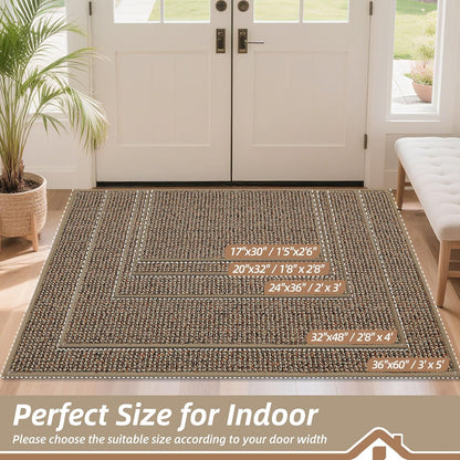 BEQHAUSE Dirt Trapper Door Mat - Non-Slip Washable Entrance Mat | 20" x 32" Beige, Absorbent & Dirt Resistant