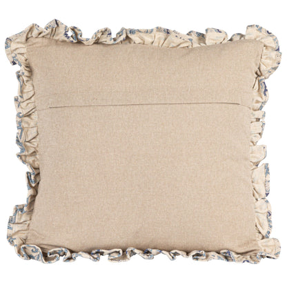 Creative Co-Op Square Floral Cotton Blend Pillow, Blue