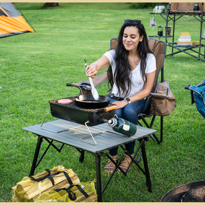 ARROWHEAD OUTDOOR 39" Aluminum Folding Camp Roll Up Table w/Adjustable Height, Undertable Mesh Storage, Carry Bag