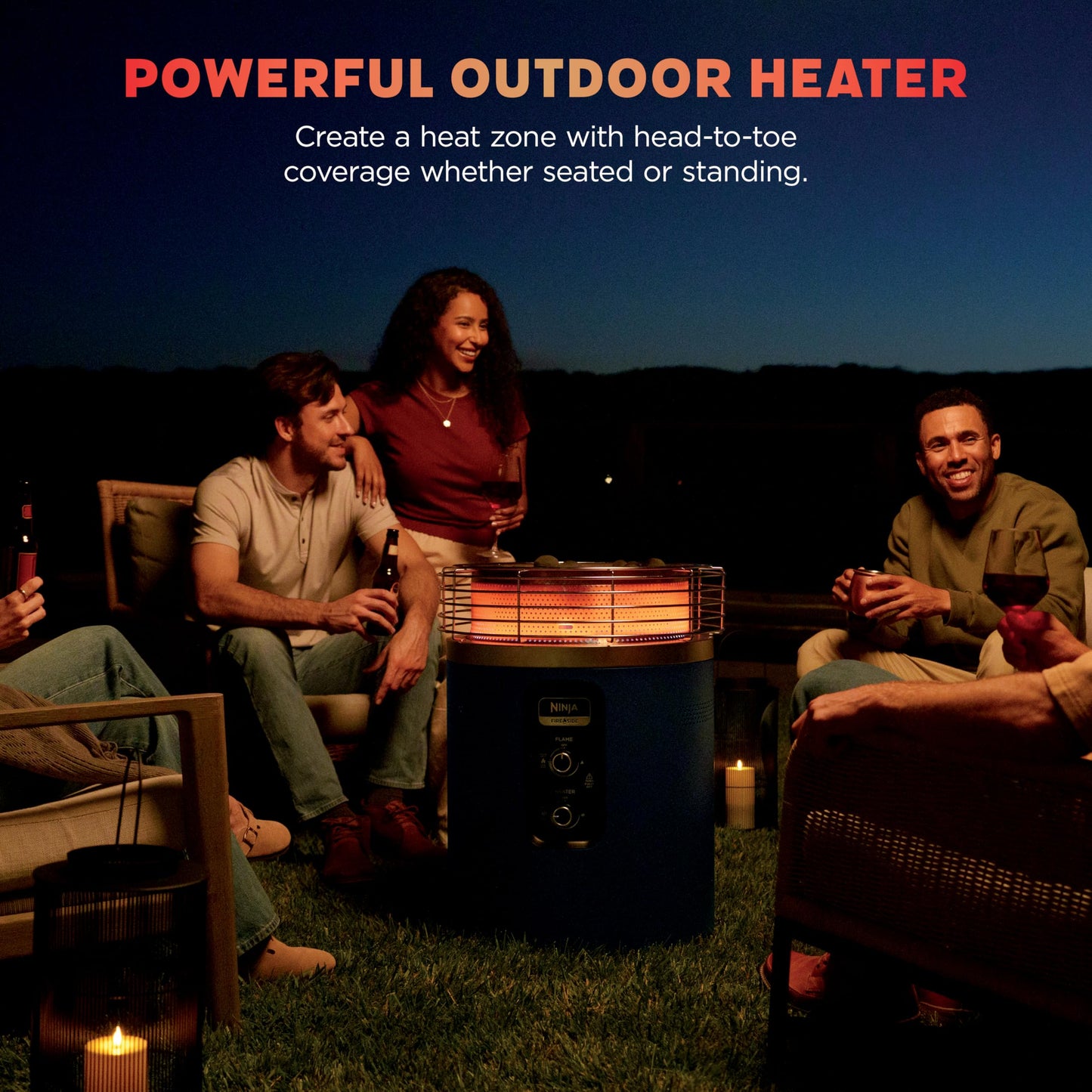 Ninja Fireside360™ Outdoor Heater & Fire Pit | 3 Modes: Flame, Heat, Flame & Heat | Portable for Patio, Deck, Camping | Easy Control Smokeless Flames | Push to Start Ignition | Cyberspace | OF101CY