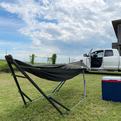 Tranquillo Uniki Collapsible Hammock with Stand, 550 lbs Capacity, No-Screw Instant Setup, Foldable and Portable, Perfect for Garden and Camping, Includes Premium Carry Bag, Grey