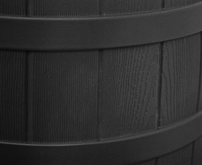 Good Ideas Rain Wizard 50 Gallon Plastic Outdoor Rain Barrel Water Storage Collector with Brass Spigot and Flat Back Design, Black