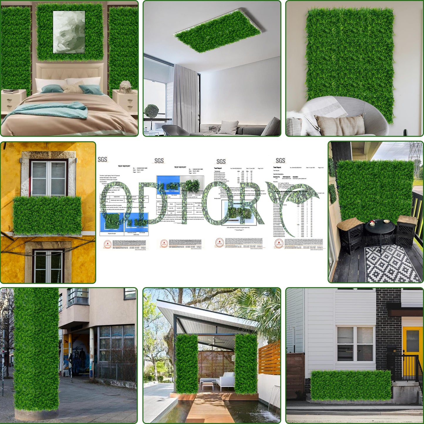 ODTORY Artificial Plants Hedge Wall Panels：54x120 Inch (45 sqft) UV-Anti Greenery Boxwood Fence Privacy Screen, Faux Ivy Grass Wall with Fake Leaves for Indoor Outdoor Background Covering