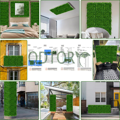 ODTORY Artificial Plants Hedge Wall Panels：54x120 Inch (45 sqft) UV-Anti Greenery Boxwood Fence Privacy Screen, Faux Ivy Grass Wall with Fake Leaves for Indoor Outdoor Background Covering