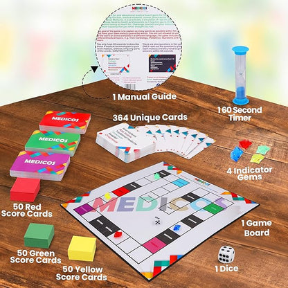 Medicos Medical Terminology Flashcard Board Game - Funny Medical Gifts Educational Doctor Games/Medical Student Gifts Science Games Stem Gifts for Adults Ages 13 and Up