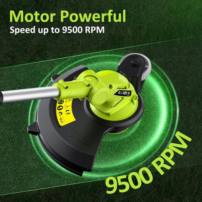 JAGROM 20V Cordless Electric String Trimmer - 12-Inch Lawn Mower & Edger with 2 Batteries & Charger