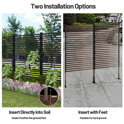 OnlyGarden Outdoor Privacy Screen Fence with Stand 4FT x 6FT, Freestanding Privacy Fence Panels for Outside, No Dig Fence for Air Conditioner, Trash Can, AC Unit, Patio Lattice Fence Trellis Brown