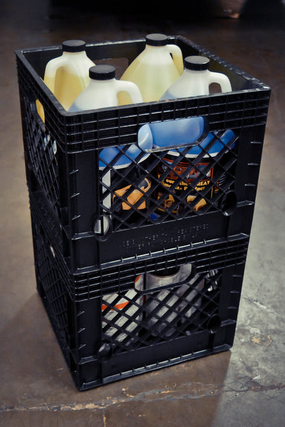 JEZERO 16 Quart 5-Pack Heavy Duty Plastic Crate | Stackable Multi-Purpose Storage Bin for Garage, Home, Office, Groceries, Outdoor, Camping & Kayaking | Black Utility Tote, 13" x 13" x 11"