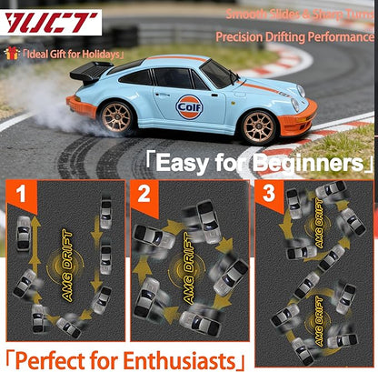 YUCT LDRC 1/18 RWD RC Drift Car with Gyro - Proportional Throttle Steering Metal Drive Shaft Independent Suspension &amp Alloy Shell Drift Cars for Adults (LD1898 Blue)