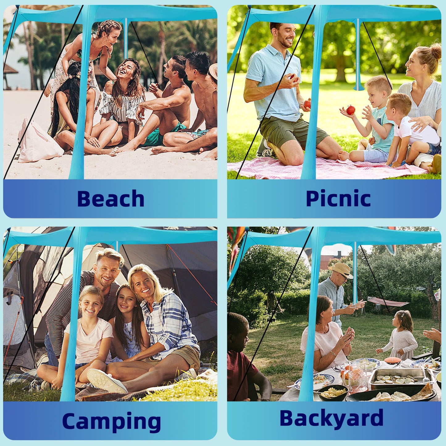 BOTINDO Family Beach Tent Canopy Sun Shade 6 Poles