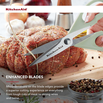 KitchenAid Kitchen Shears - Durable Stainless Steel Scissors with Soft Grip Handle | 8.72 Inch, Pistachio (Pack of 2)