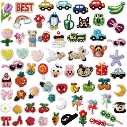 Acrebow 67 Pcs Small Iron On Patches Random Assorted Embroidered Applique Sew On Mini Cartoon Patches for Kids Clothes Fabric Crafts Clothing Jeans Hats Jackets Backpacks Bags for Children Toddler